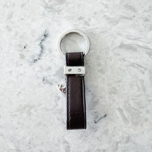 Just Cavalli Leather Keychain Unisex One Size Brown Logo Anchor Charm - Picture 4 of 6